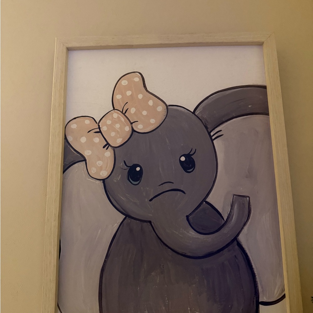Hobby Lobby Elephant Wall Art with Pink Bow